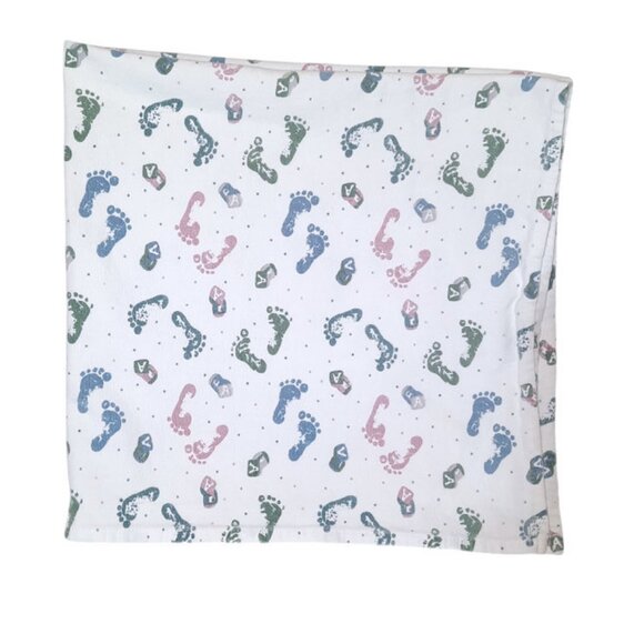 Vintage Medline Footprint Block Polka Dots Hospital Receiving Blanket 34" X 32" - Picture 1 of 3